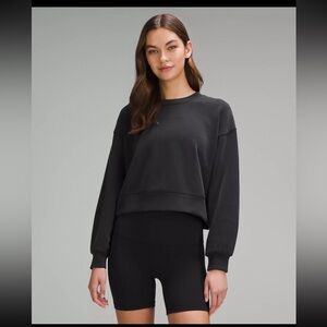 Lululemon Black Softstreme Perfectly Oversized Cropped Crew Size 4